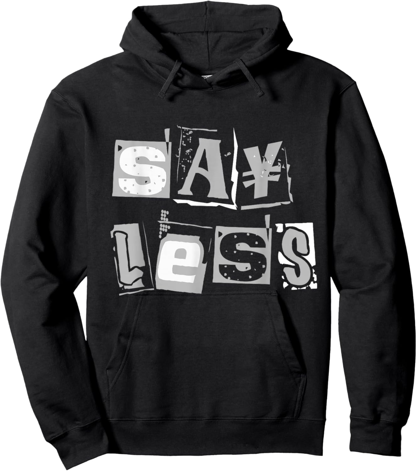 Grey Say Less Monochrome Color Graphic Hoodie - Hoodie | Black
