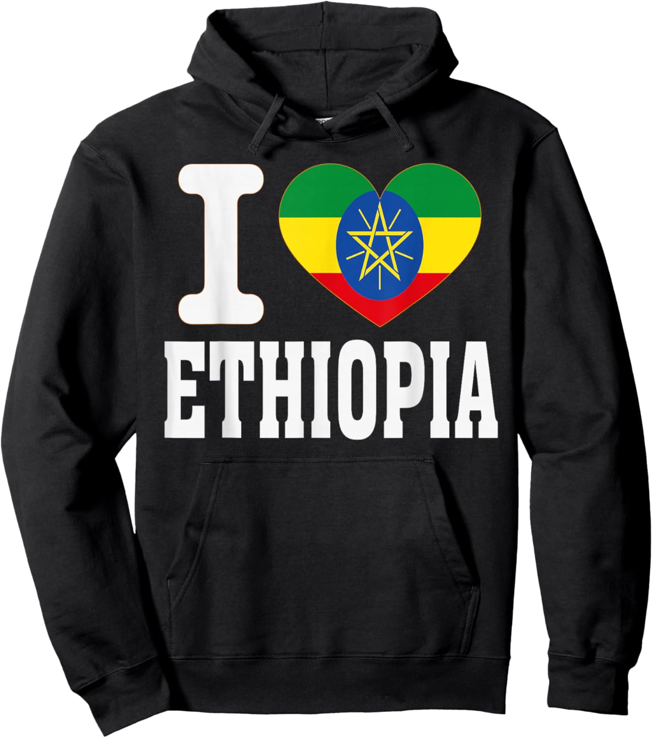 I Love Ethiopia Heart Souvenir Lovers Pride Travel Hoodie - Hoodie | Black