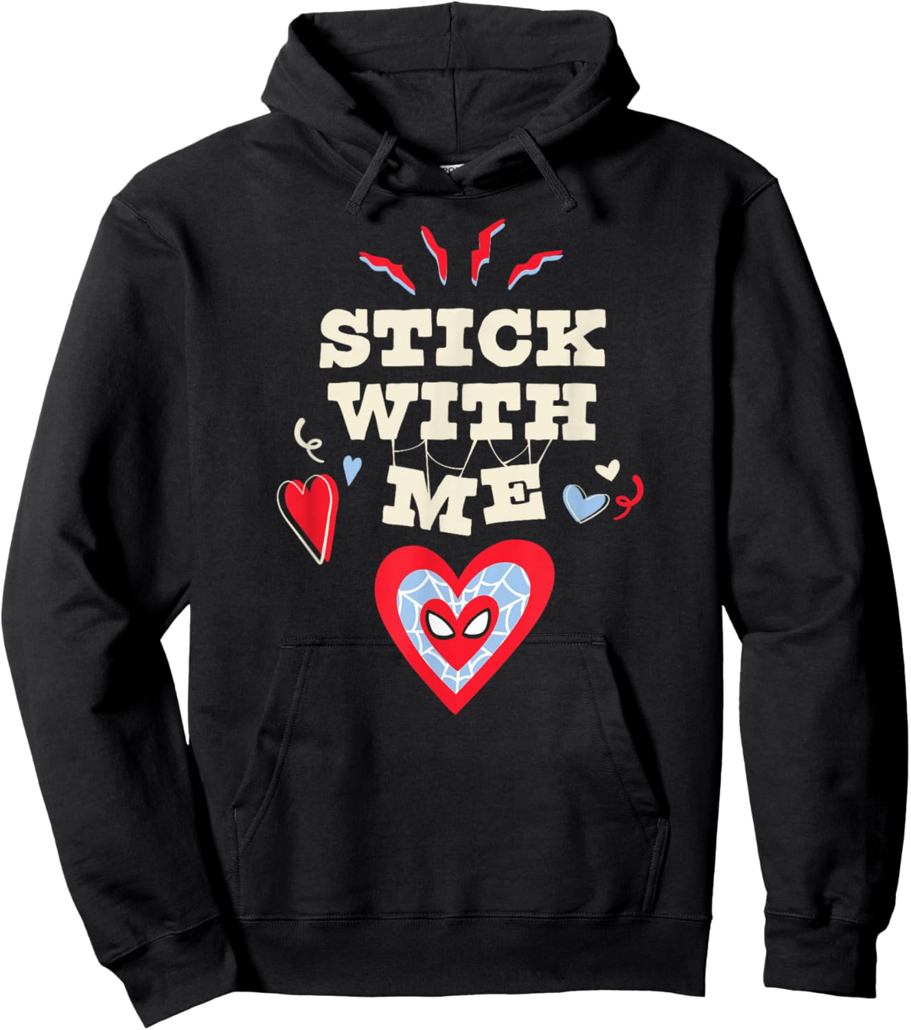 Marvel Spider-Man Stick with Me Valentine's Day Heart Hoodie - Hoodie | Black