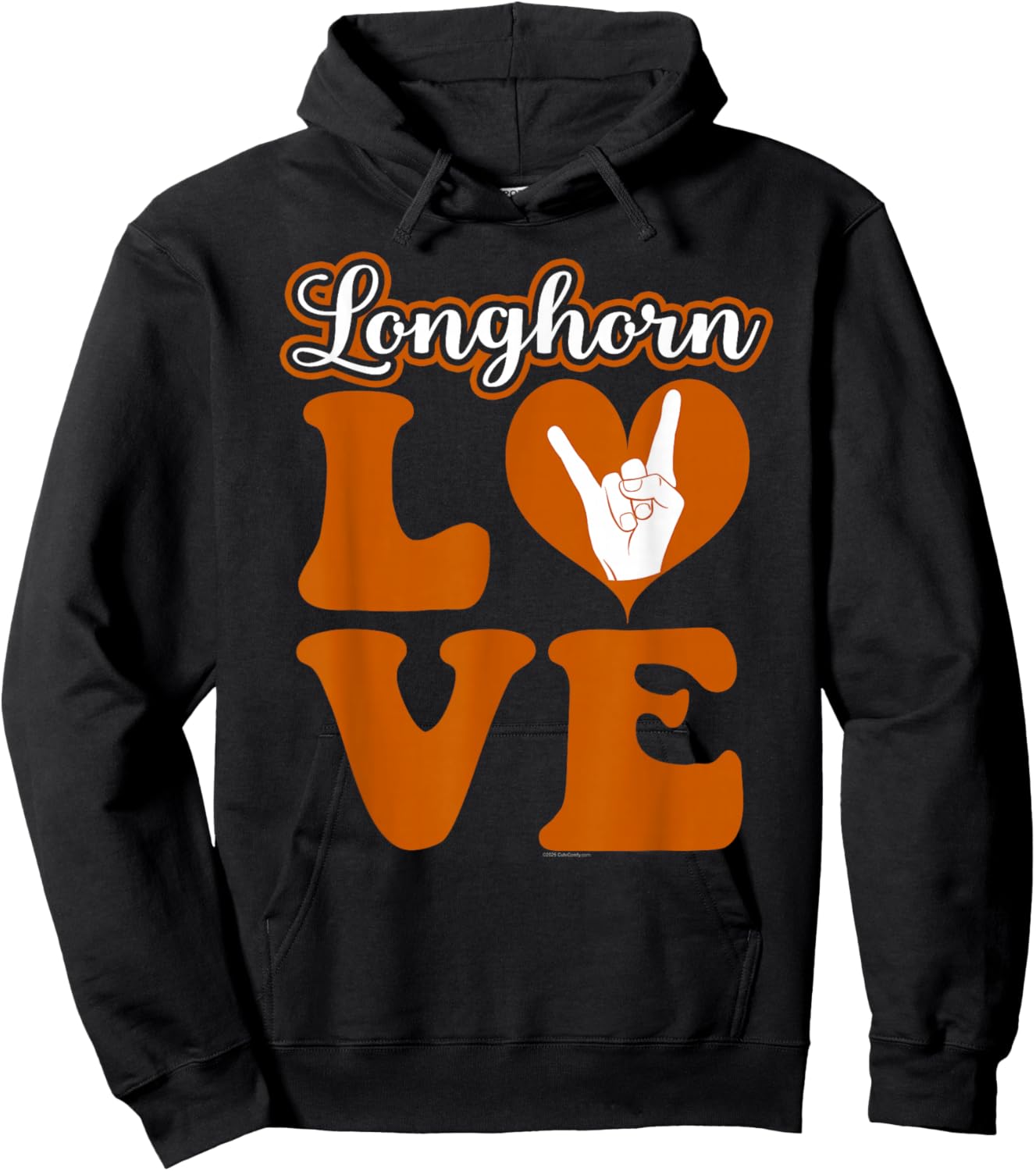 Love Longhorn Girl Heart Cute Retro Letters Hoodie - Hoodie | Black