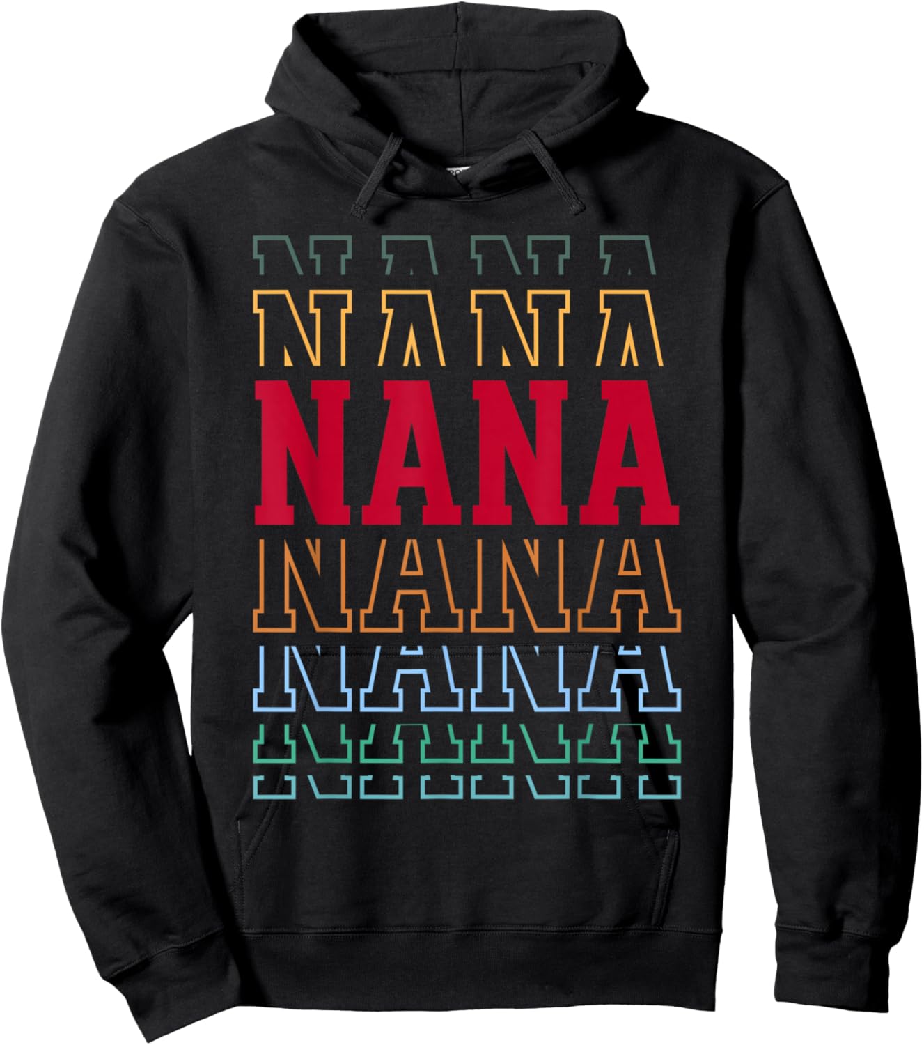 Nana Funny Athletic Lettering Mother's Day Grandma Hoodie - Hoodie | Black