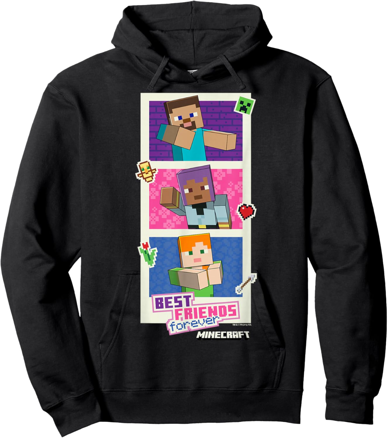 Minecraft Valentine's Day Best Friends Forever Photo Booth Hoodie - Hoodie | Black