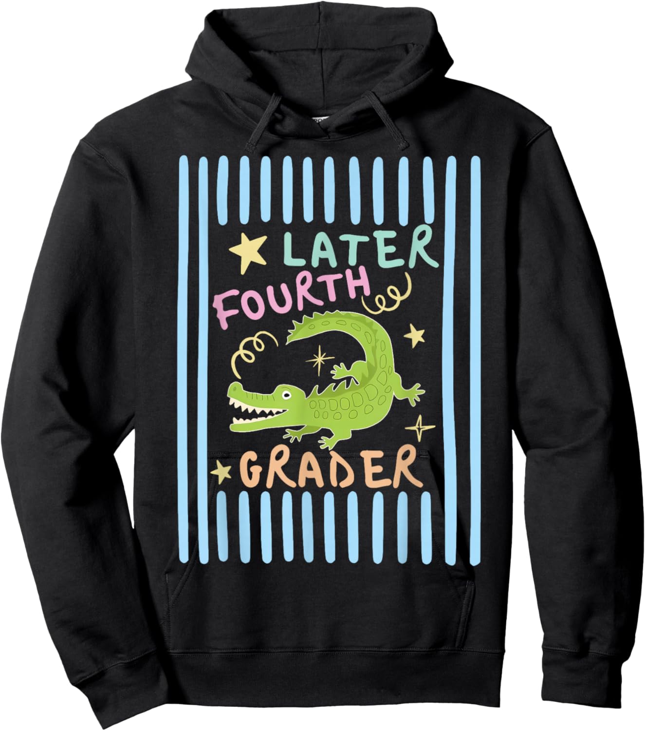 Later Fourth Grader Cute Alligator Later Gator Teacher Kids Hoodie - Hoodie | Black