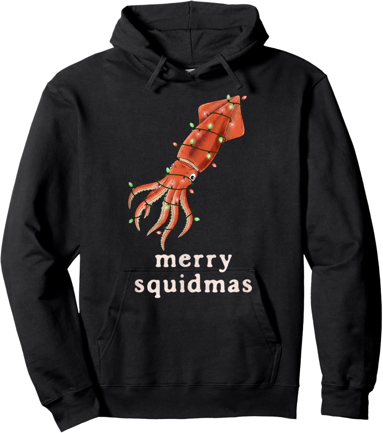 Merry Squidmas Funny Squid Christmas Joke Sea Creature Hoodie - Hoodie | Black