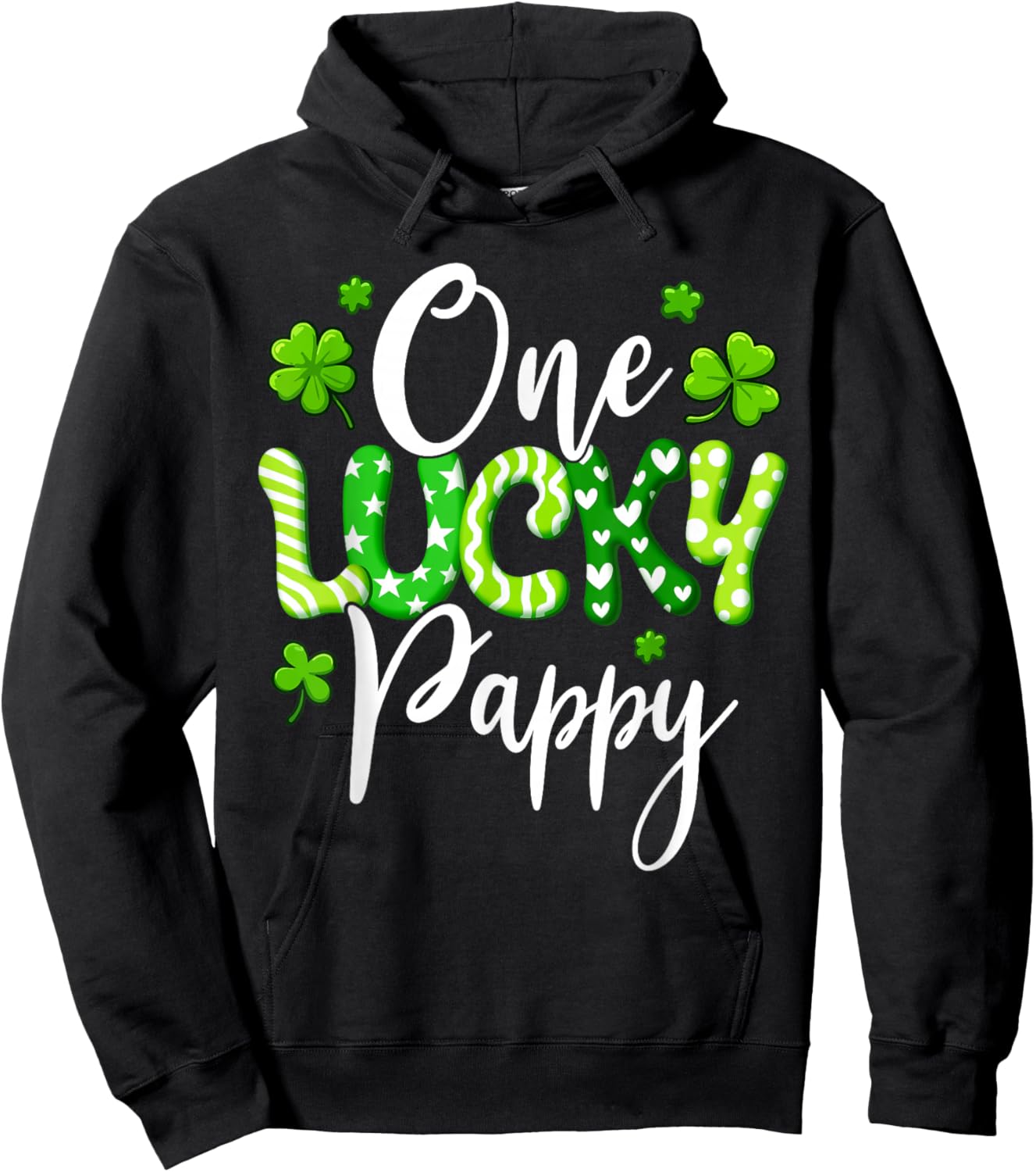One Lucky Pappy Shamrock Pappy St Patrick's Day Hoodie - Hoodie | Black