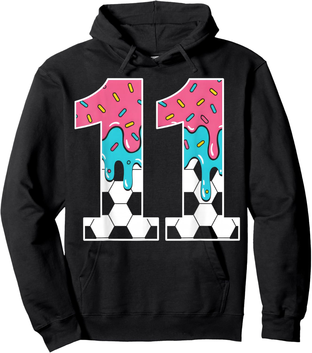 Soccer 11 Year Old Ice Cream Drip Youth 11th Birthday Boy 11 Hoodie - Hoodie | Black