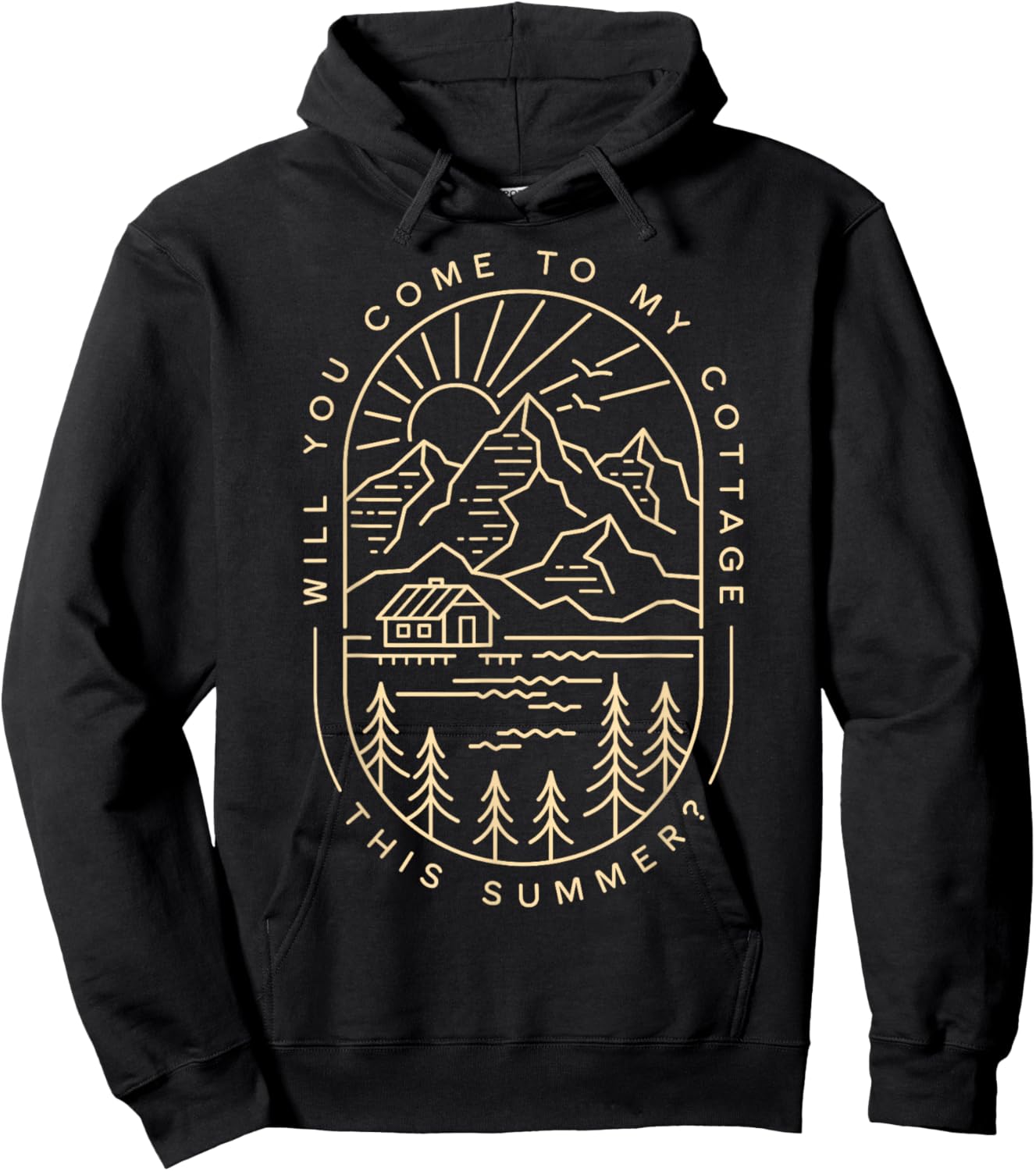 Cottage Coming WYCTMCTS Unique Summer Line Art Hoodie - Hoodie | Black