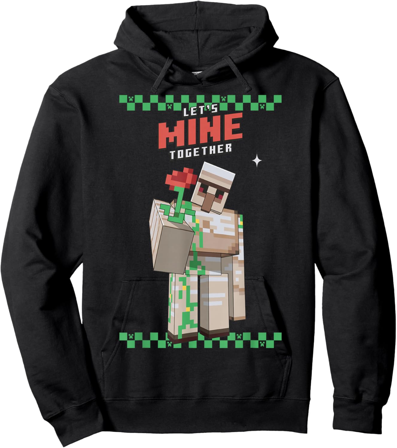 Minecraft Iron Golem Rose Sweet Hoodie - Hoodie | Black