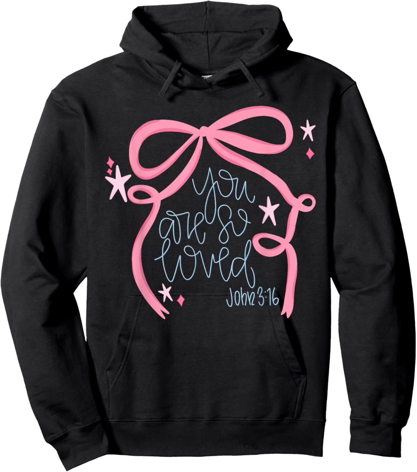 You are So Loved Coquette Bow John 3 16 Christian Valentines Hoodie - Hoodie | Black