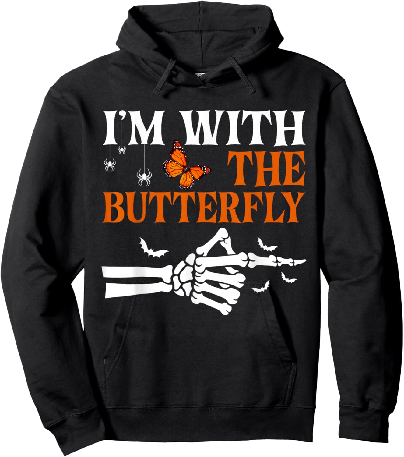 I'm with Butterfly Halloween Costume Couples Matching Hoodie - Hoodie | Black