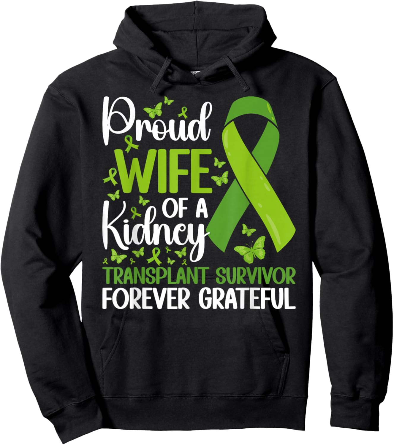 Proud Kidney Transplant Survivor Wife Kidney Recipient Wife Hoodie - Hoodie | Black