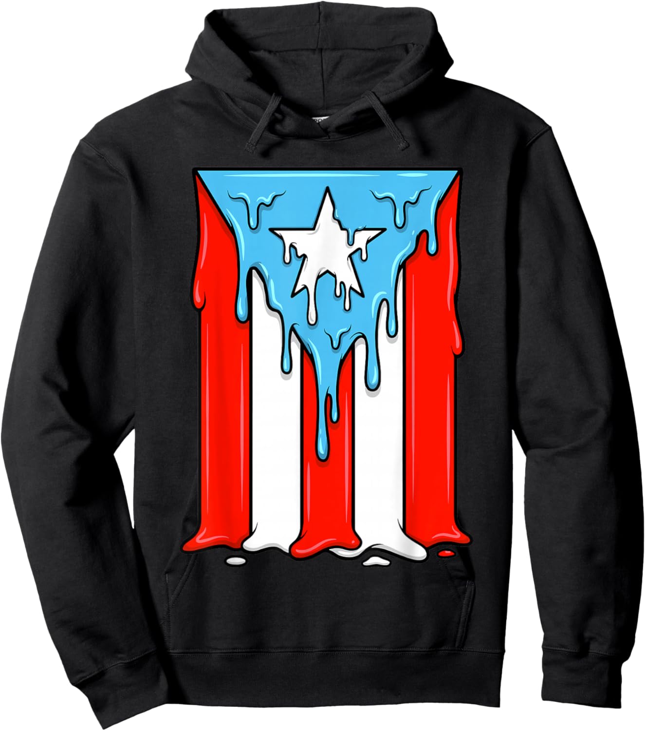 Dripping Puerto Rico Flag Boricua Pride Street Art Hoodie - Hoodie | Black