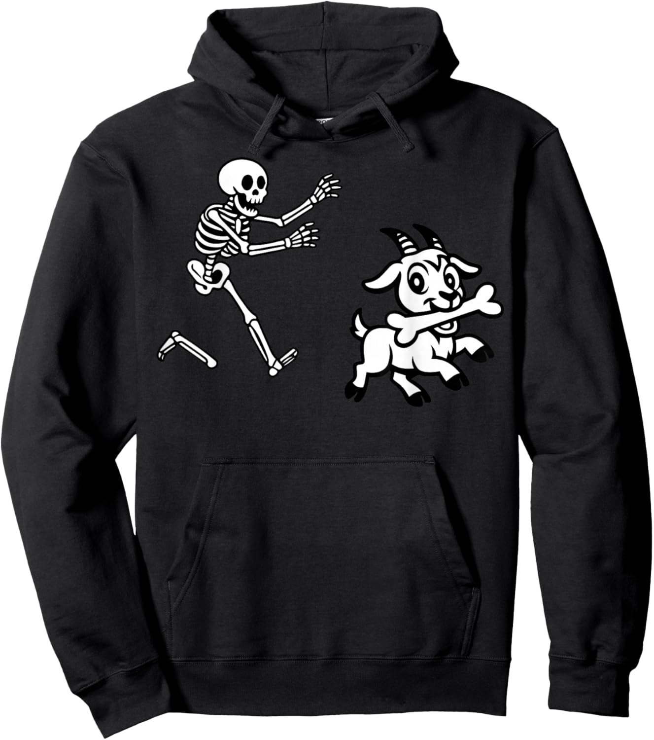 Funny Goat Running Skeleton Halloween Hoodie - Hoodie | Black