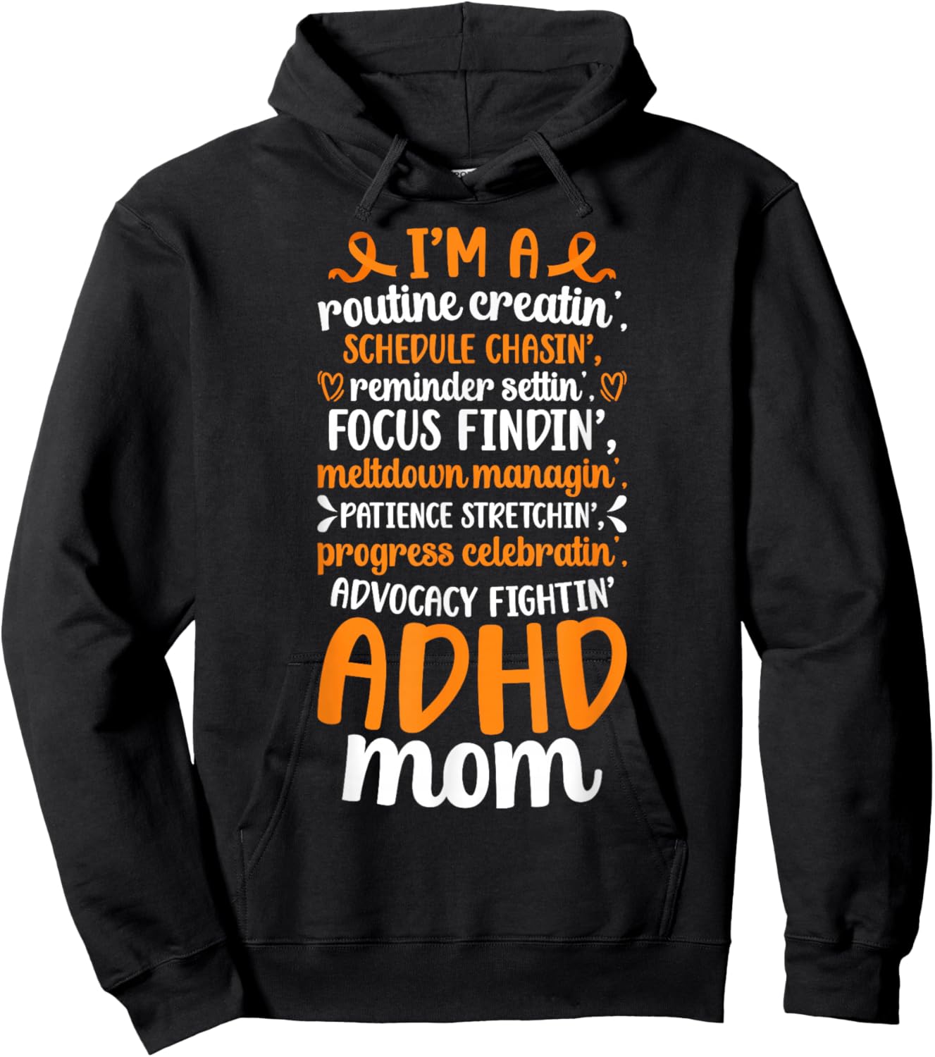 ADHD Mom Definition ADHD Warrior Mother ADHD Awareness Month Hoodie - Hoodie | Black