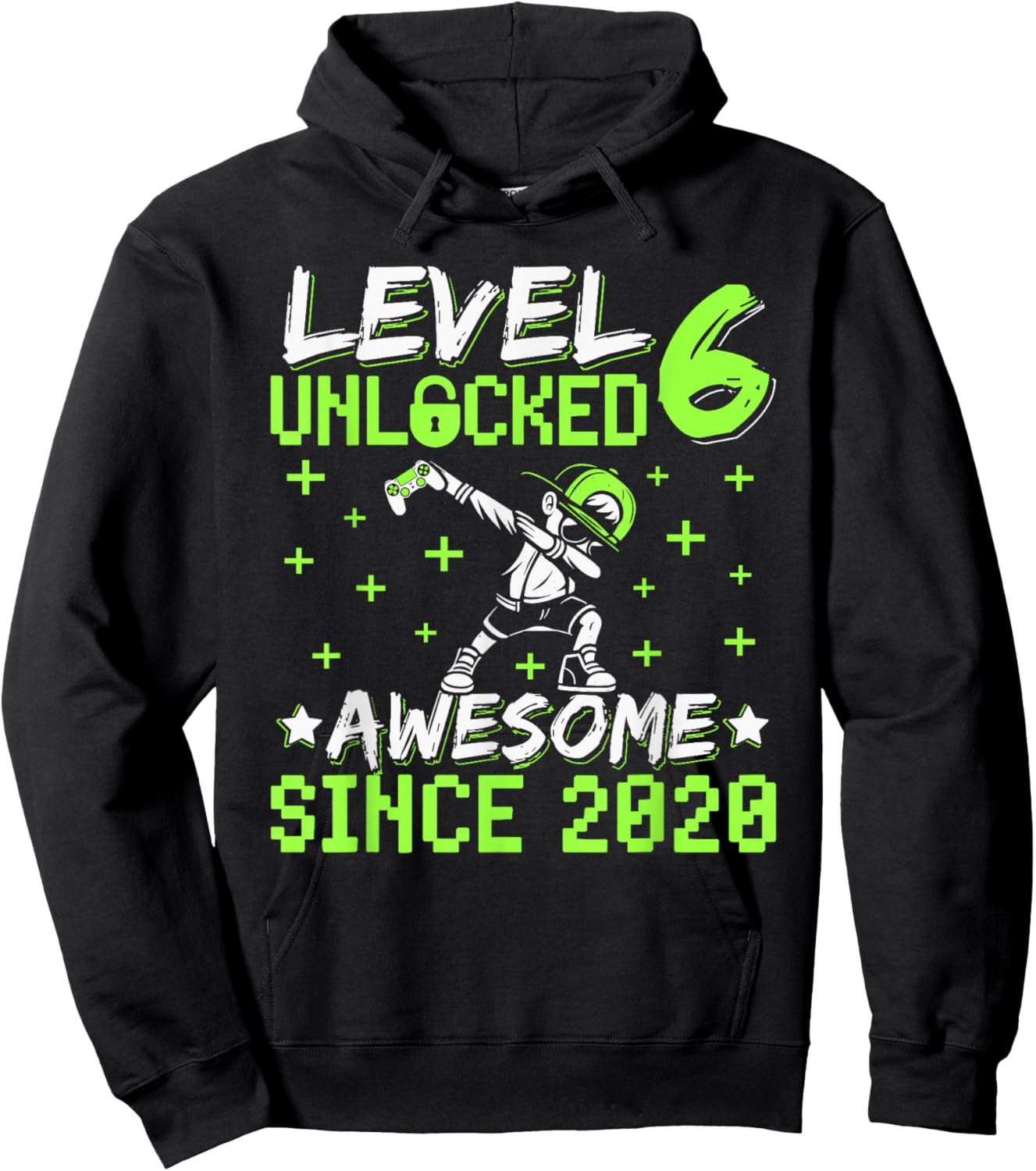 Level 6 Unlocked Awesome Since 2020 6th Birthday Gamer Boy Hoodie - Hoodie | Black