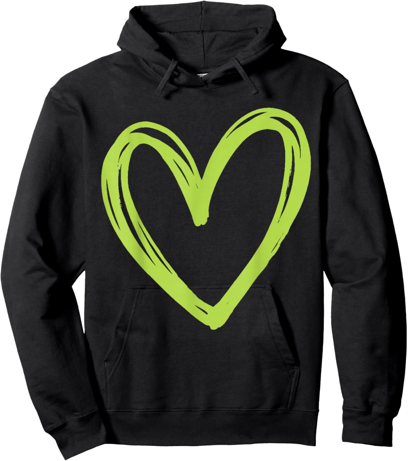 Female Women's Lime Green Heart Fashion Designer Hoodie - Hoodie | Black