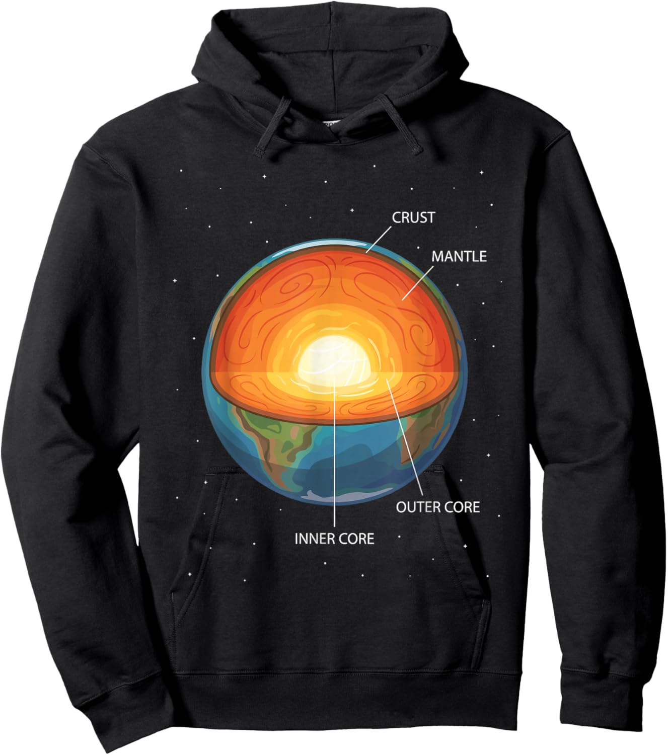 Earth Layers Structure Planet Science Geology Hoodie - Hoodie | Black