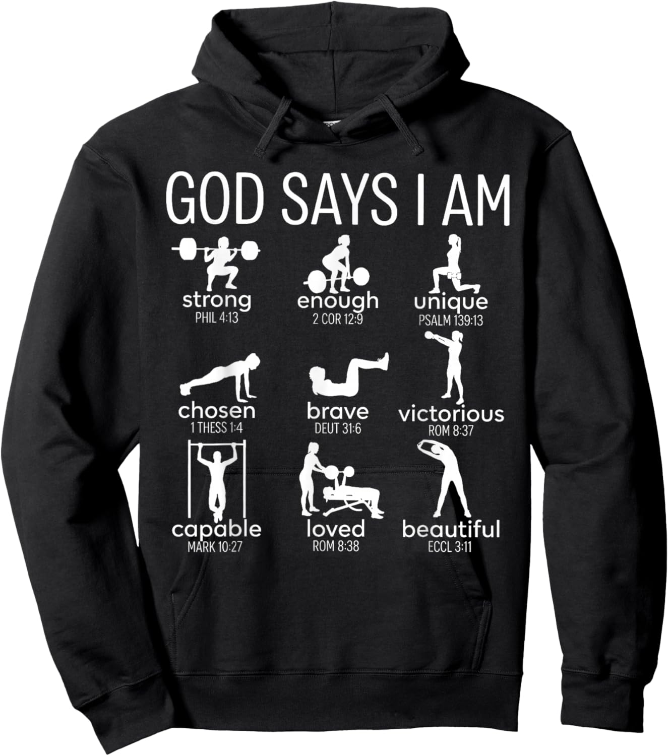 God Says I Am Christian Workout Gym Women Men Hoodie - Hoodie | Black