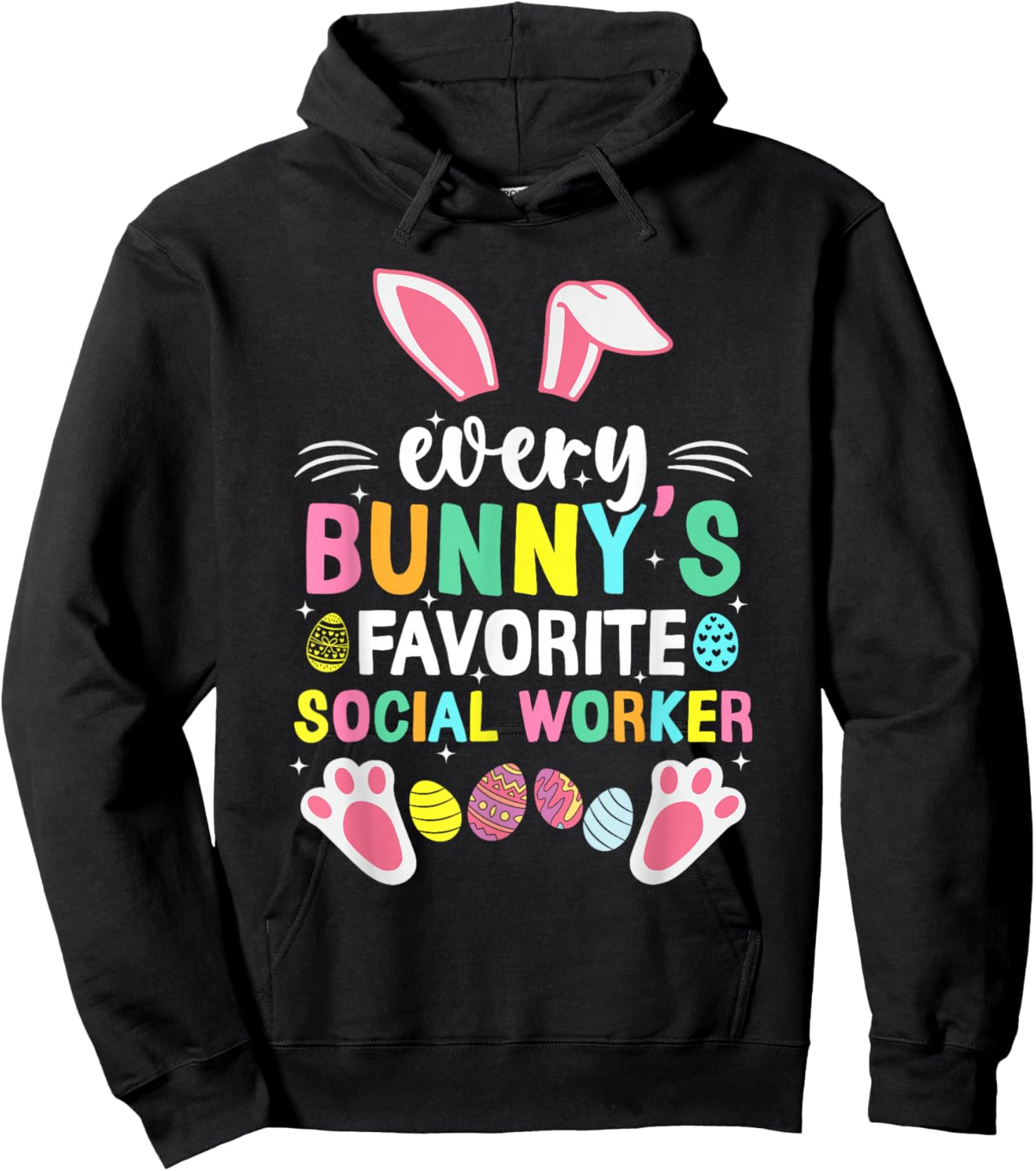 Every Bunny's Favorite Social Worker Cute Easter Egg Bunny Hoodie - Hoodie | Black