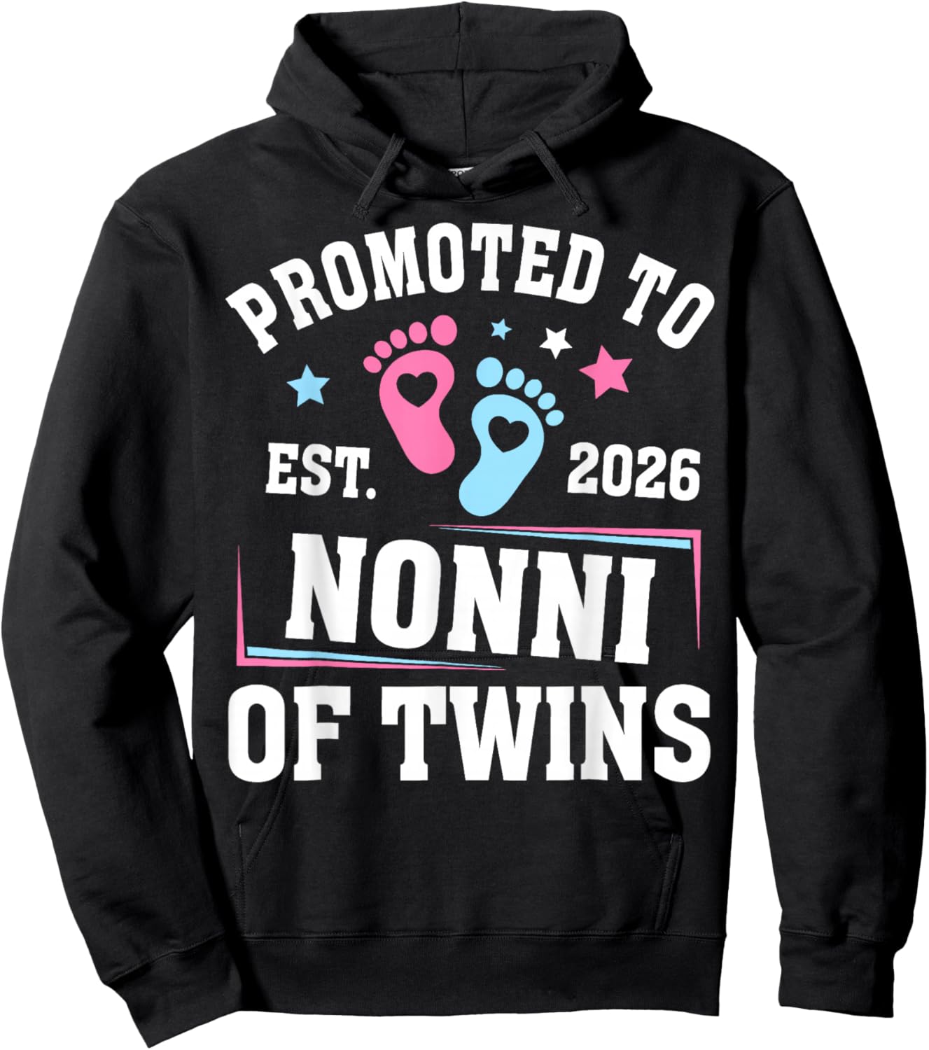 Promoted to Nonni Est 2026 of Twins Gender Reveal Hoodie - Hoodie | Black