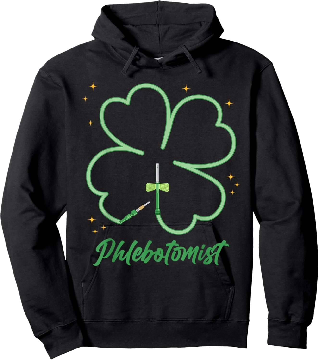 St Patrick’s Day Phlebotomist Shamrock Nurse Men Women Hoodie - Hoodie | Black