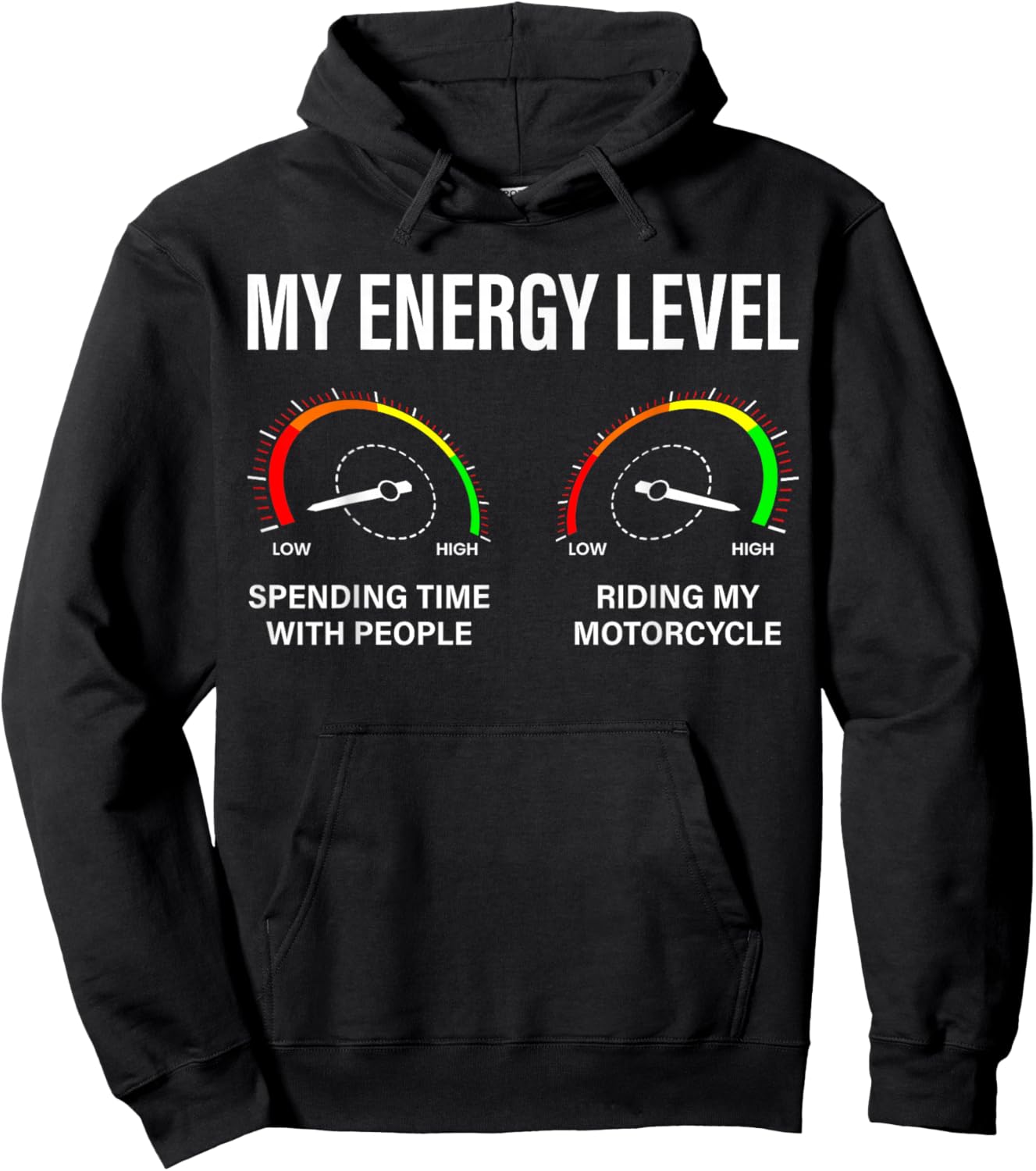 Biker My Energy Level Funny Motorcycle Enthusiast Bike Rider Hoodie - Hoodie | Black