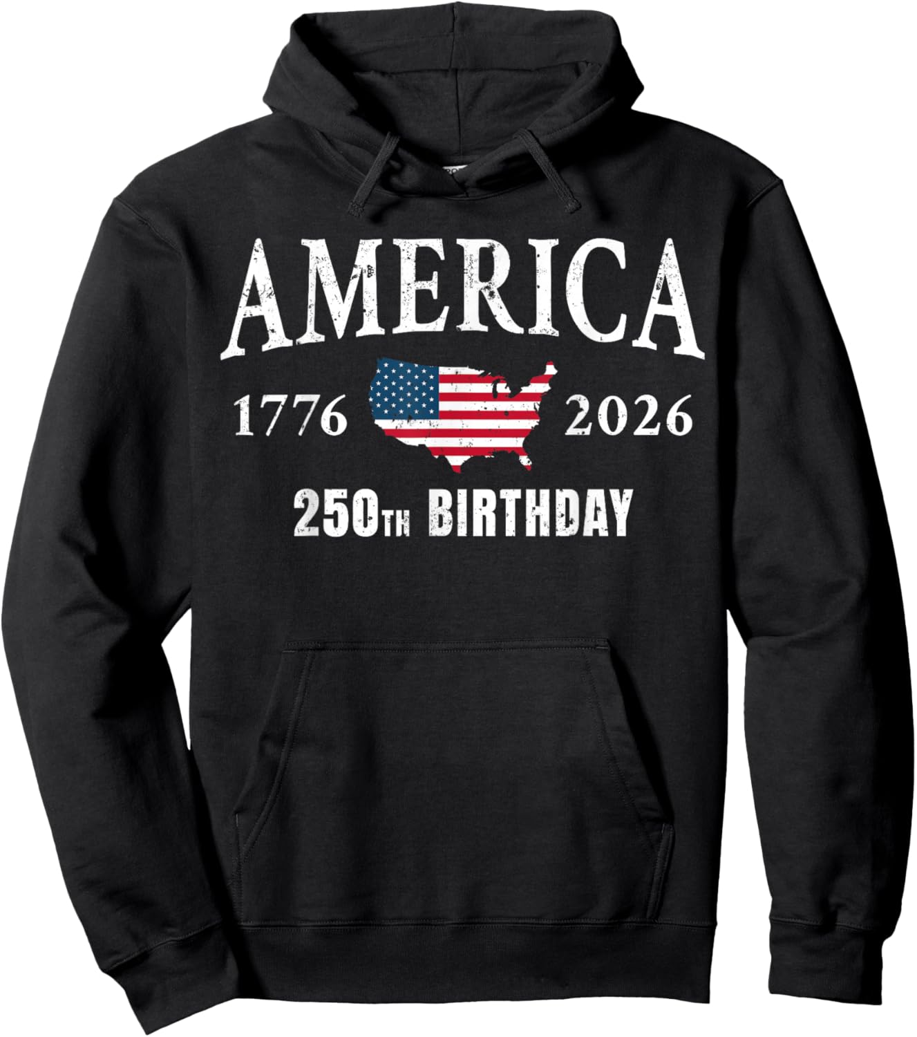 4th of July American Flag Vintage 250 Years 1776 2026 USA Hoodie - Hoodie | Black