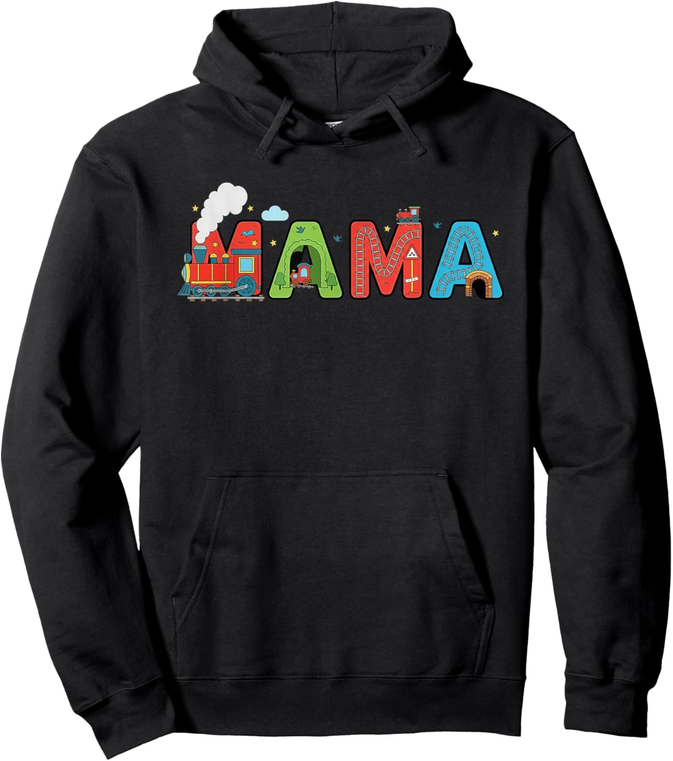 Funny Mama Birthday Boy Choo Choo Train Kids Family Party Hoodie - Hoodie | Black