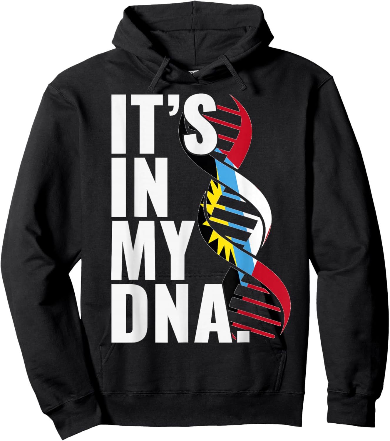 Antigua and Barbuda Roots Flag Fingerprint Graphic Patriotic Hoodie - Hoodie | Black