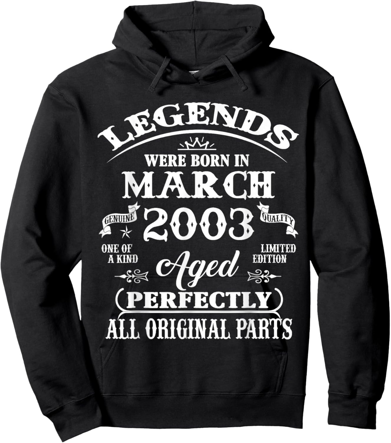 23rd Birthday Gift Legend Born in March 2003 23 Yrs Old Hoodie - Hoodie | Black