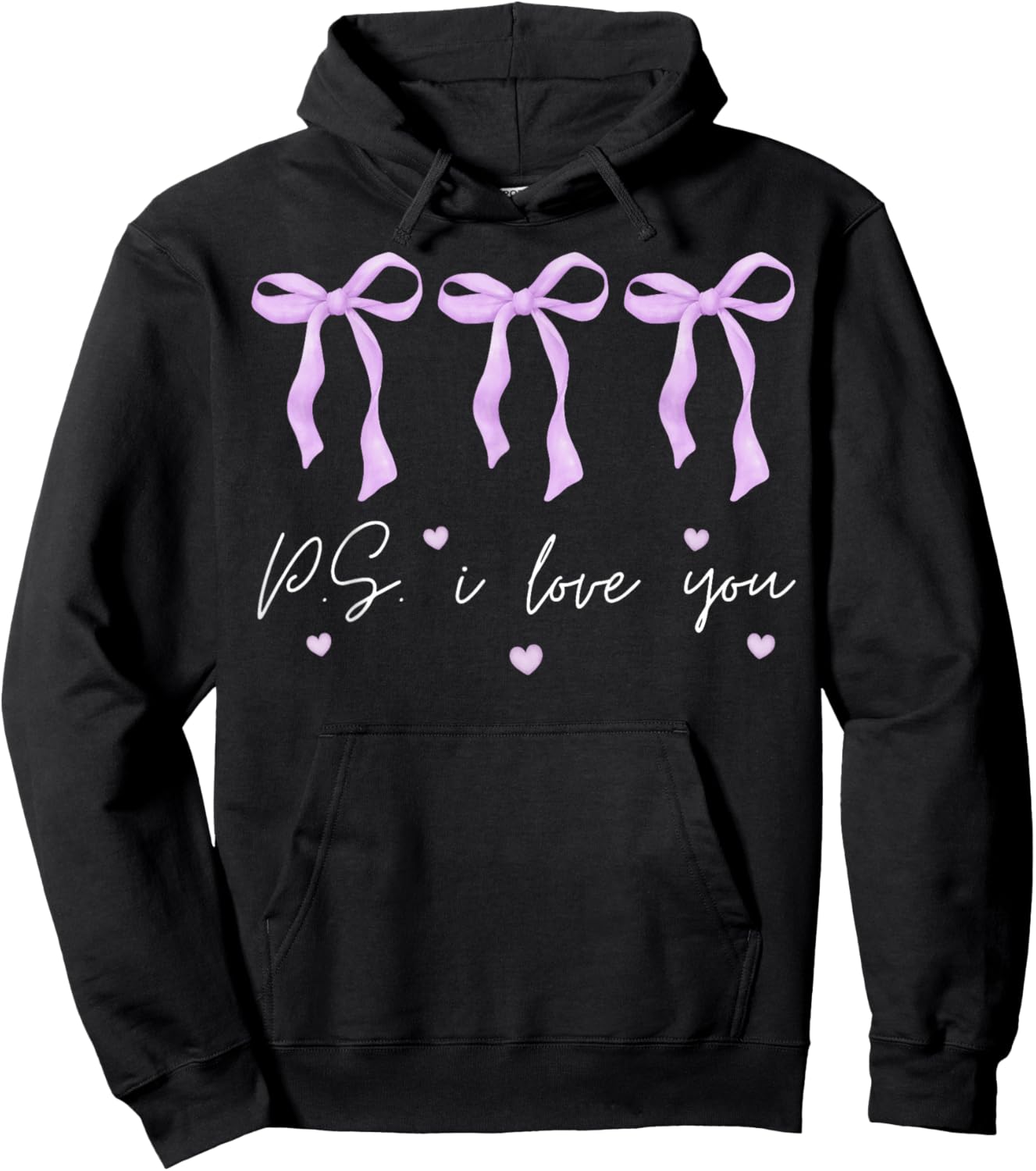 PS I Love You Day Valentine's Day Purple Heart Women Men Kid Hoodie - Hoodie | Black