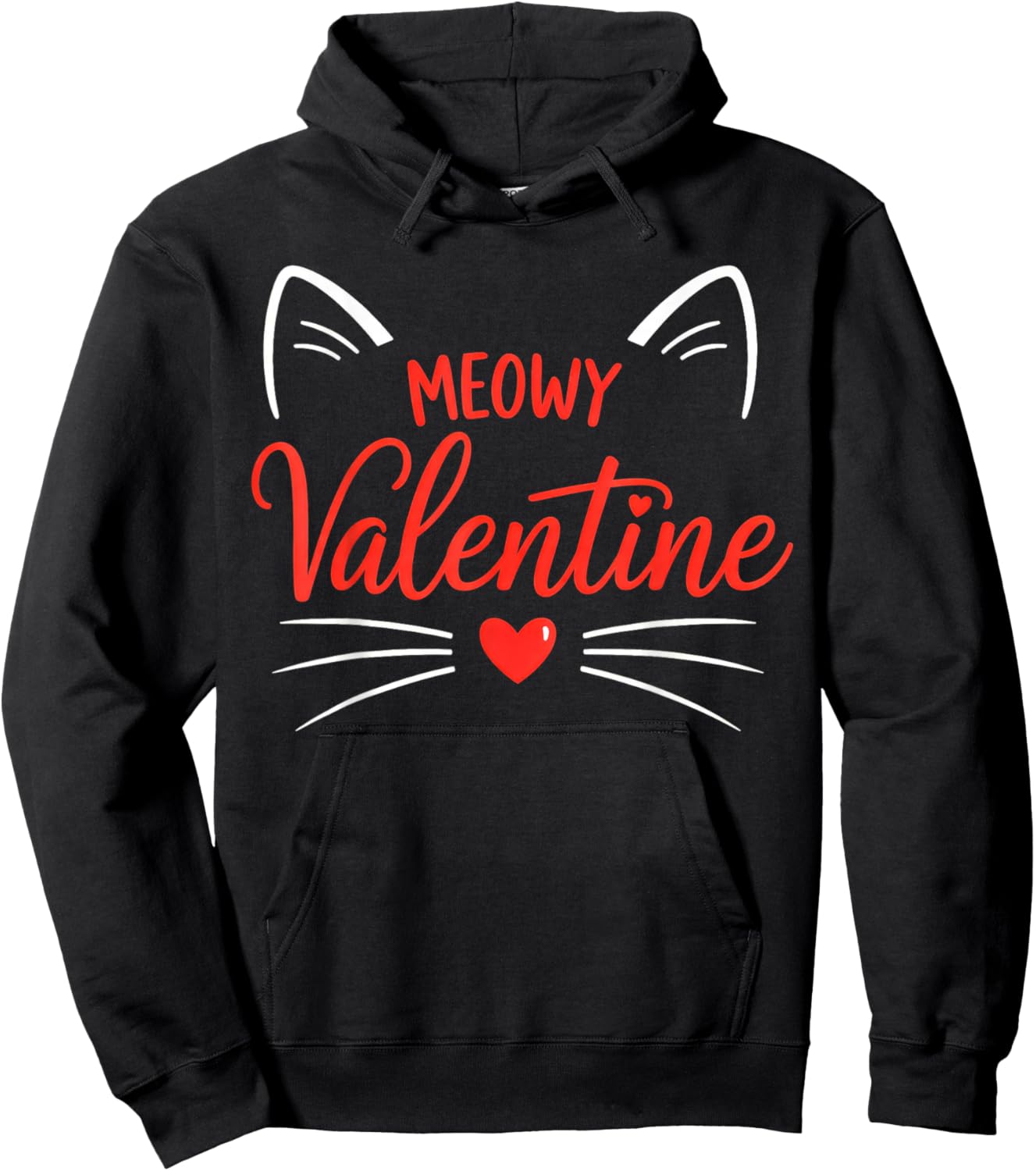 Cute Meowy Valentine, Cat Lovers Hoodie - Hoodie | Black