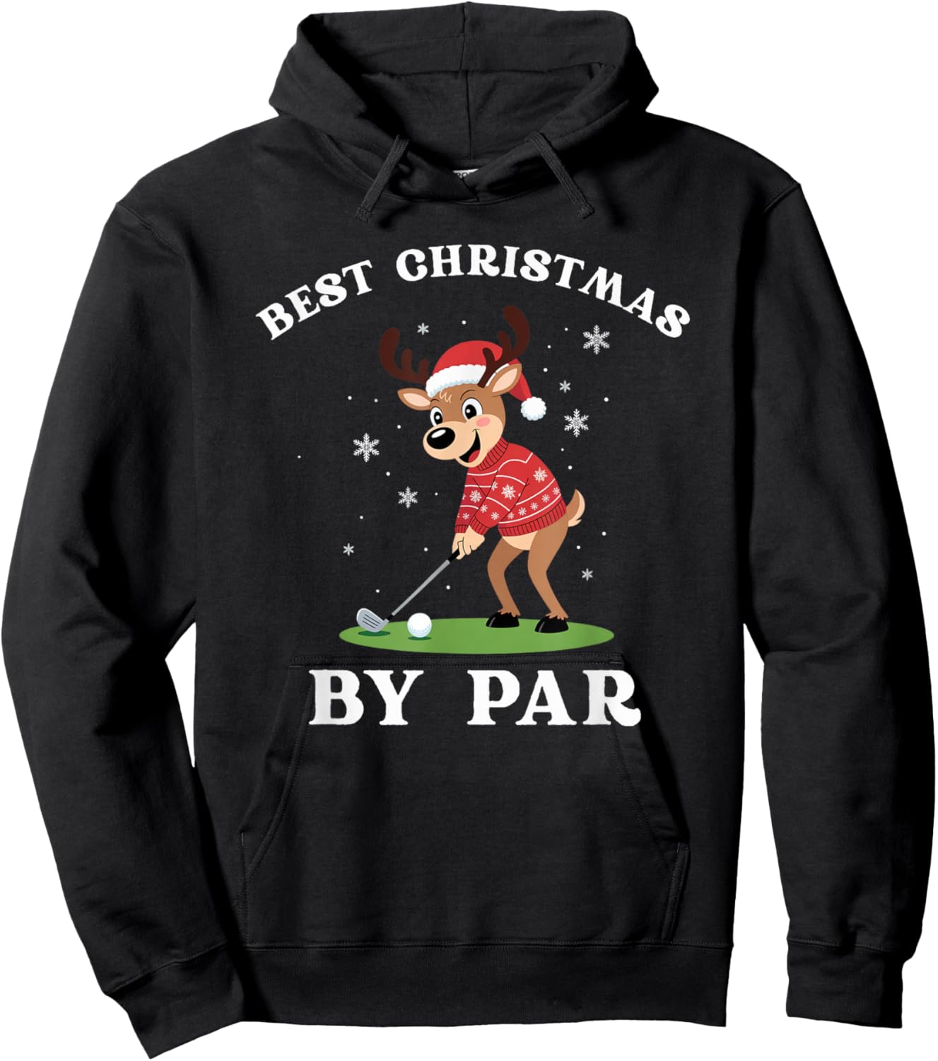 Best Christmas by Par Funny Reindeer Golfing Golfer Hoodie - Hoodie | Black