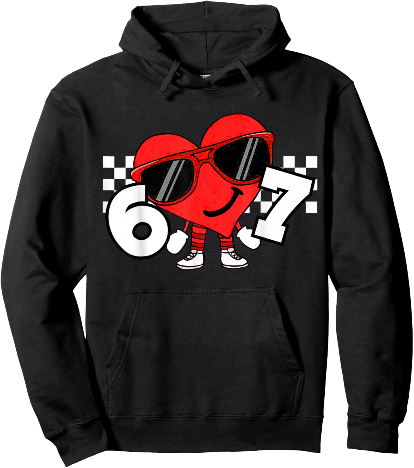 Funny Valentines Heart 67 Six Seven Boys Kids Teens Hoodie - Hoodie | Black