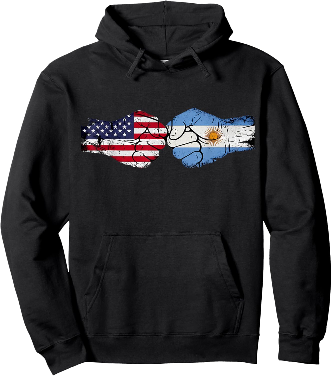 Argentina Handfist Half American Flag Half Argentinian Flag Hoodie - Hoodie | Black