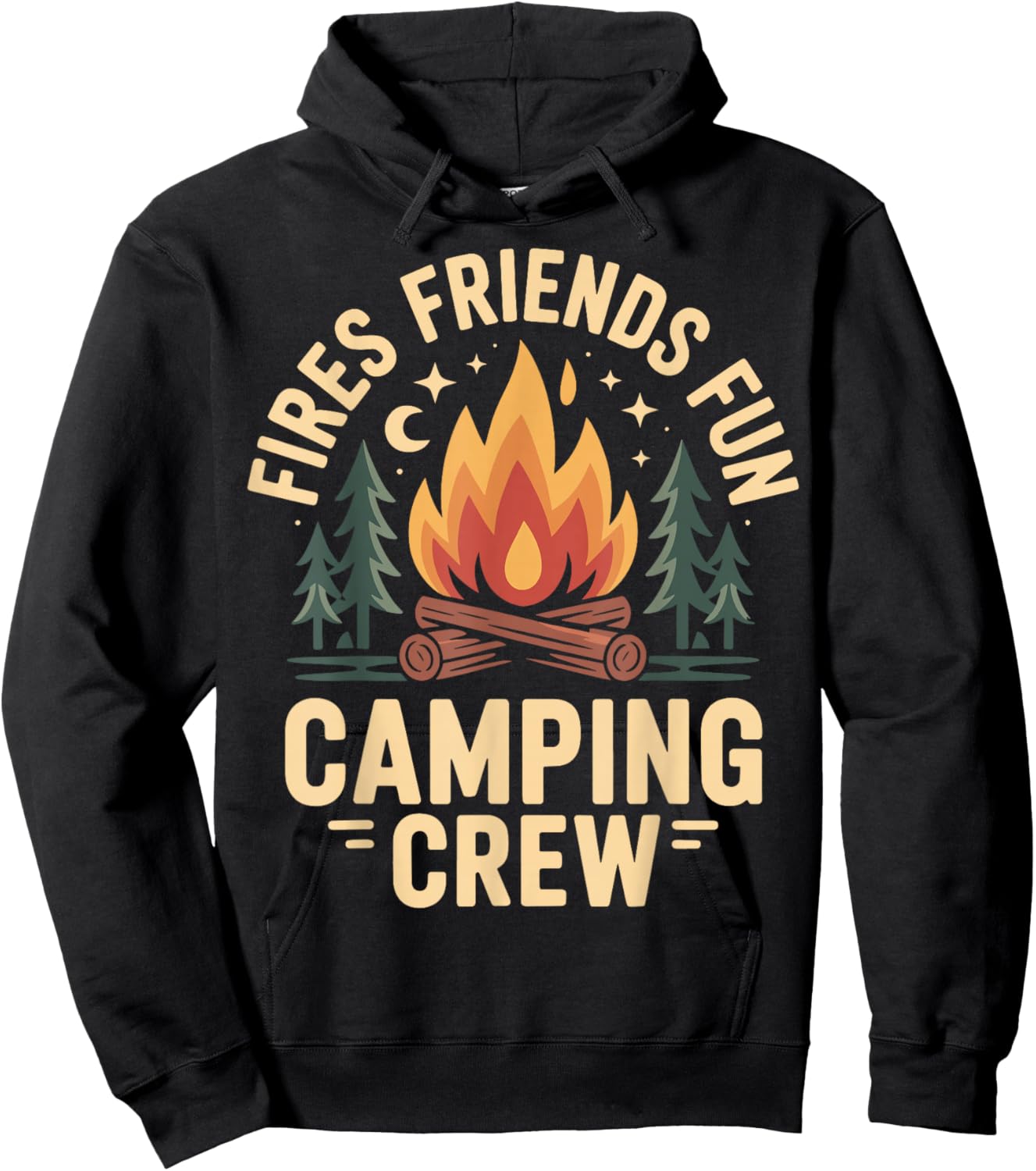 Fires Friends Fun Camping Crew Hoodie - Hoodie | Black