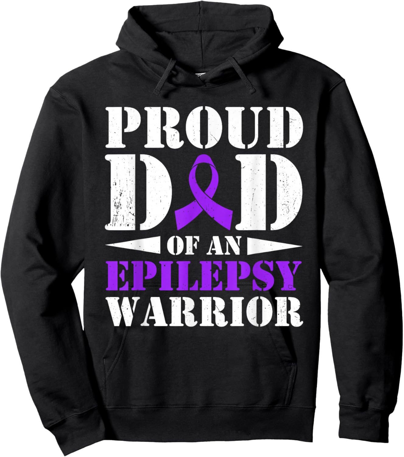 Proud Dad of an Epilepsy Warrior Purple Ribbon Awareness Hoodie - Hoodie | Black
