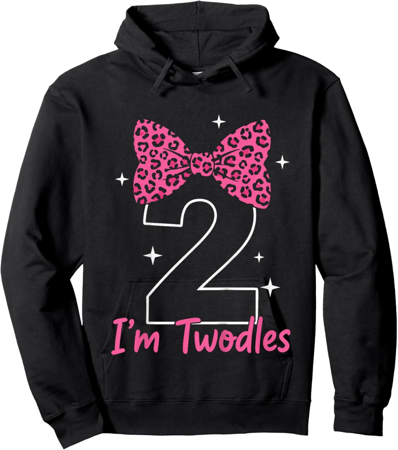 Kids I’m Twodles 2nd Birthday Girl Bow T Shirt Hoodie - Hoodie | Black