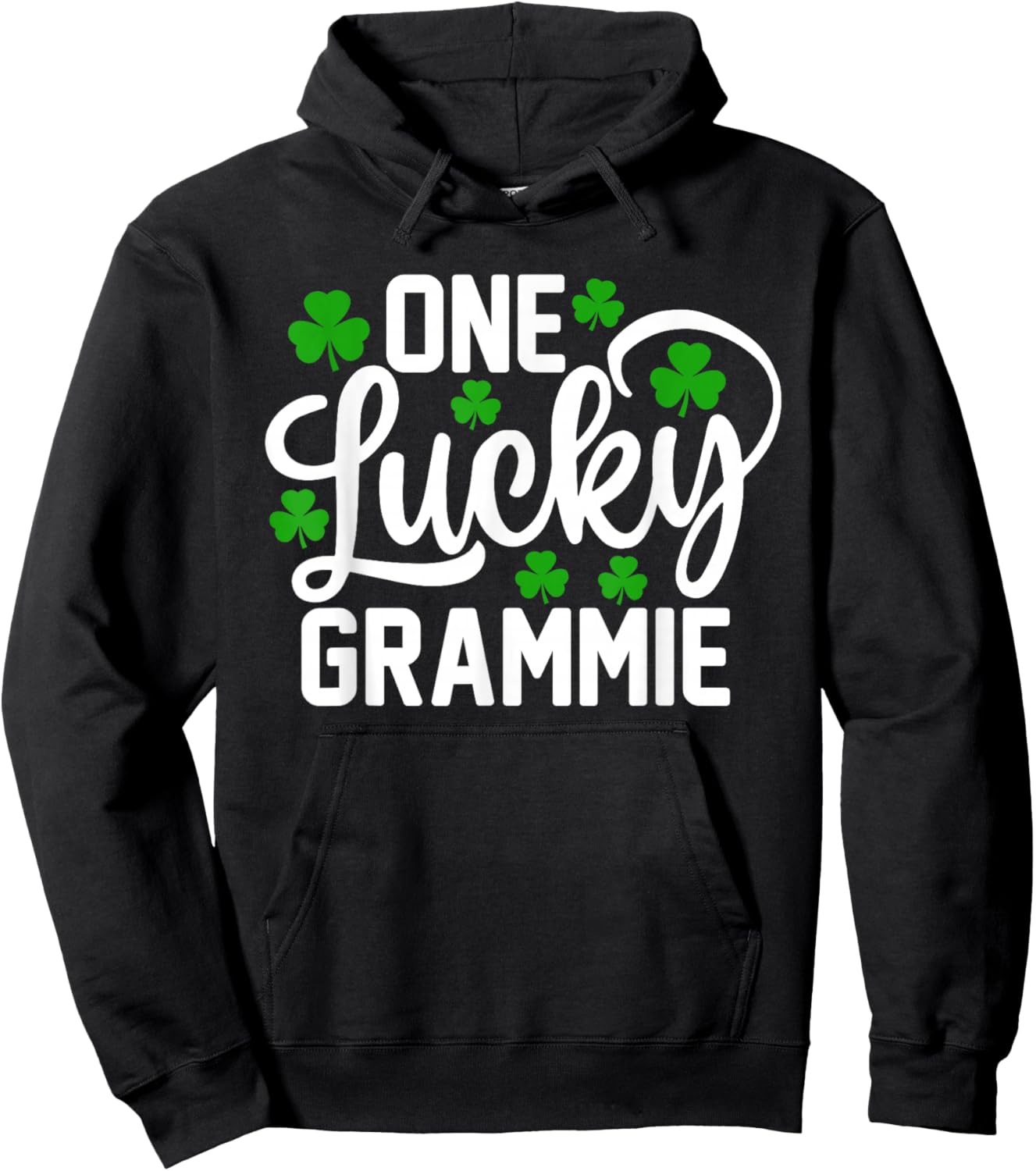 One Lucky Grammie Funny St Patrick's Day Shamrocks Hoodie - Hoodie | Black