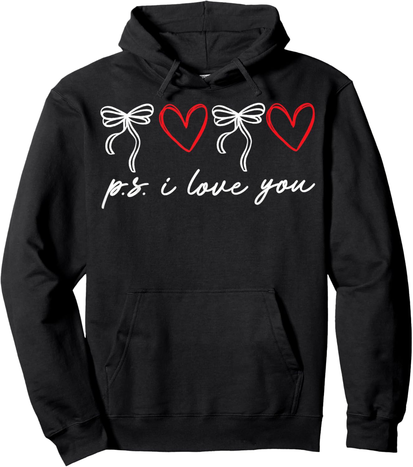 PS I Love You Day Valentine's Day Purple Heart Women Men Kid Hoodie - Hoodie | Black