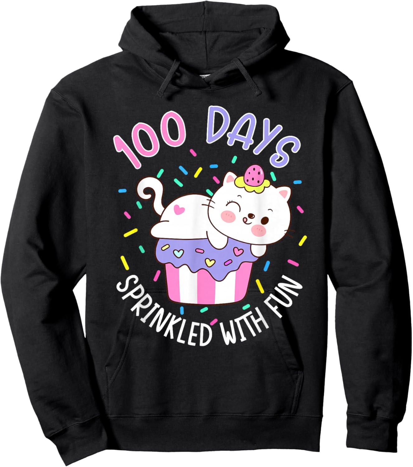 100 Days Sprinkled with Fun Cupcake 100th Day of School Kids Hoodie - Hoodie | Black