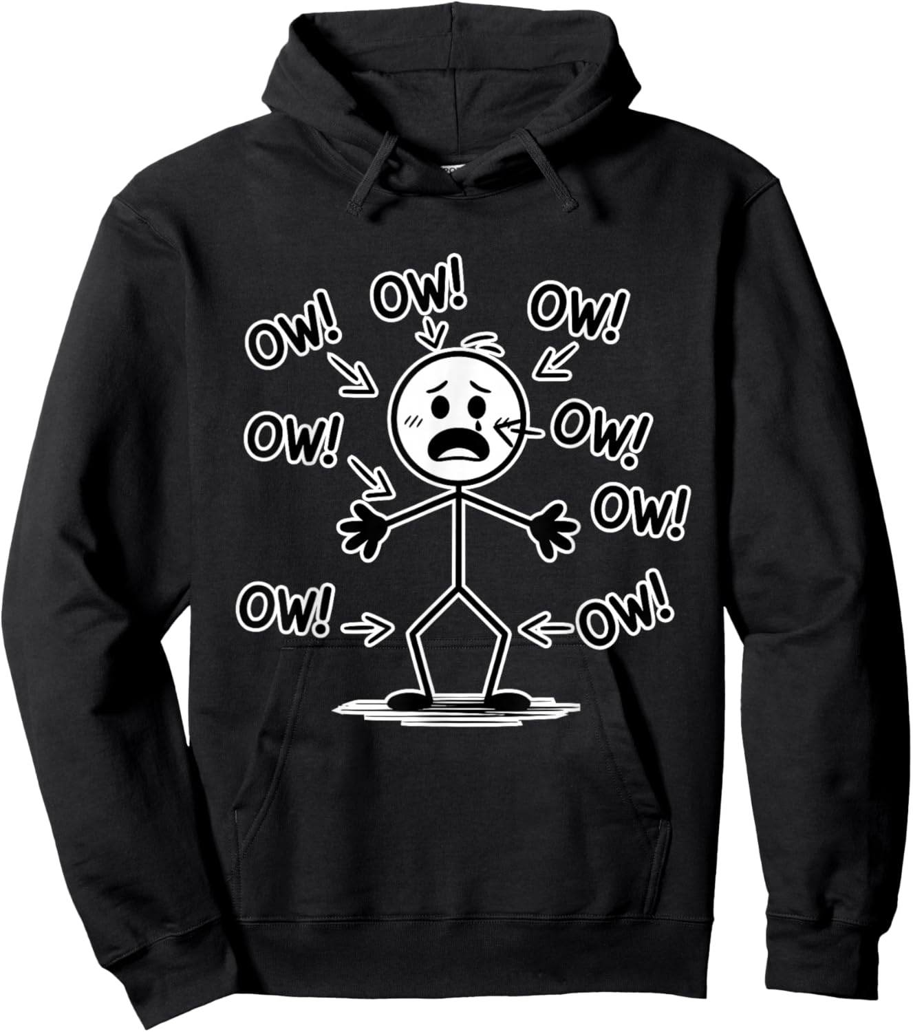 Funny Ow Ow Ow t Shirt Funny Saying Body Pain Character Hoodie - Hoodie | Black