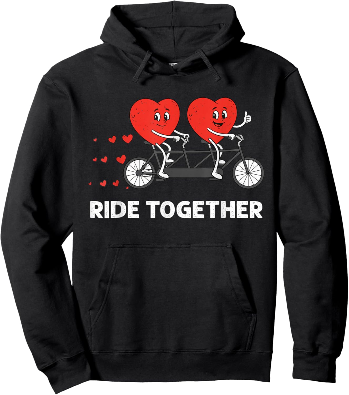 Valentines Day Ride Together Bicycle Cycling Couple Design Hoodie - Hoodie | Black