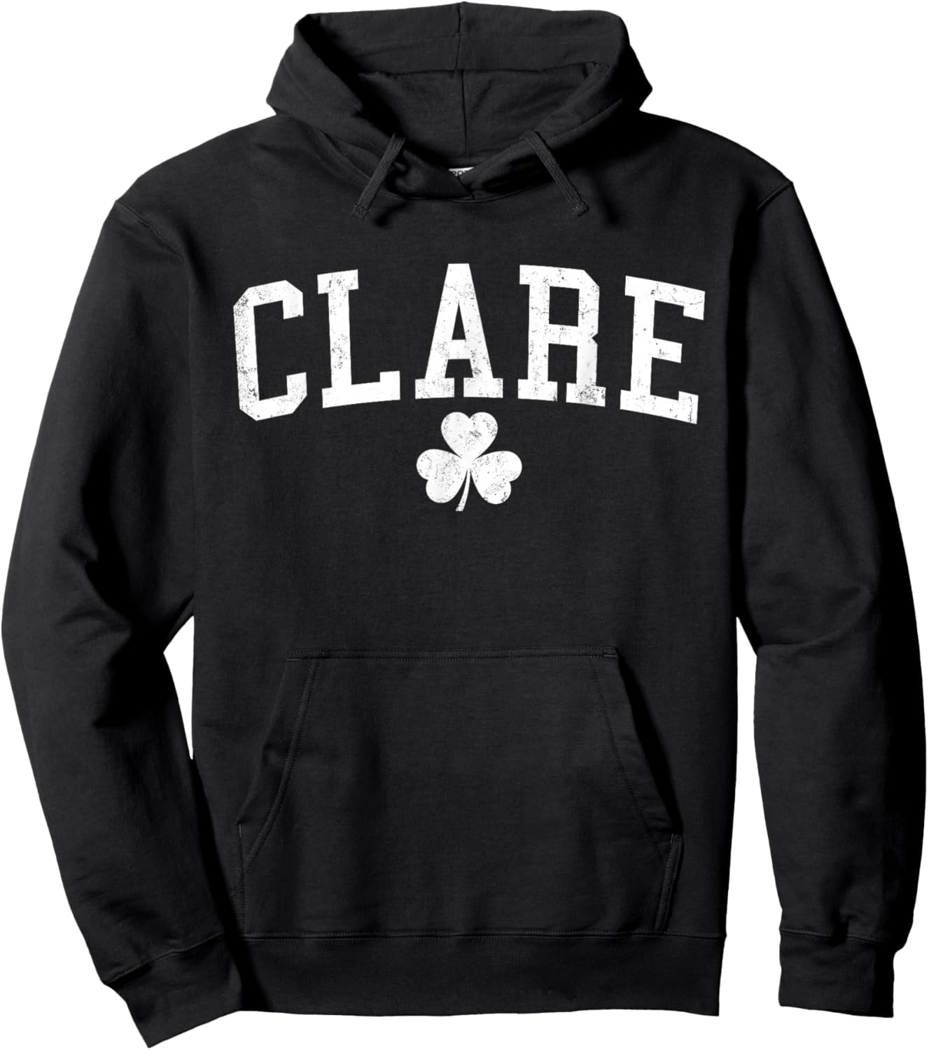 Clare Ireland St Patricks Day Vintage Distressed Shamrock Hoodie - Hoodie | Black