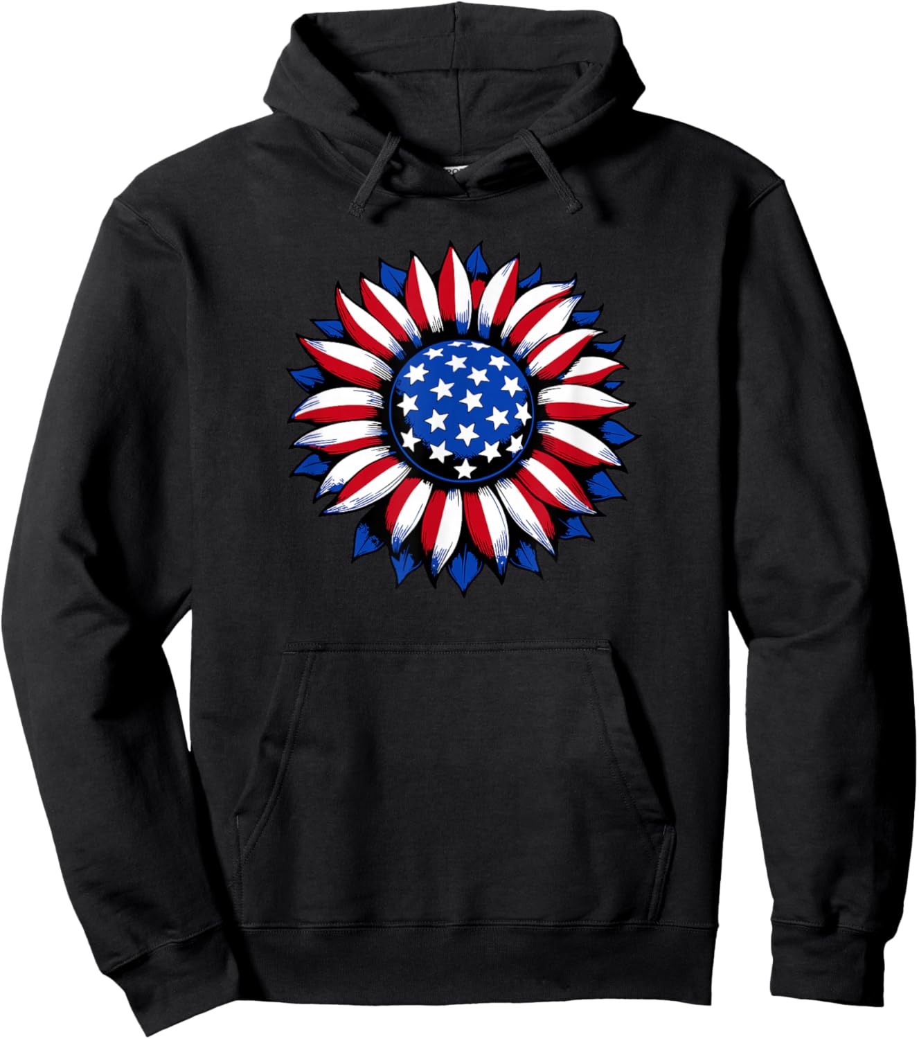 Let Freedom Bloom Patriotic American Sunflower USA Flag Hoodie - Hoodie | Black
