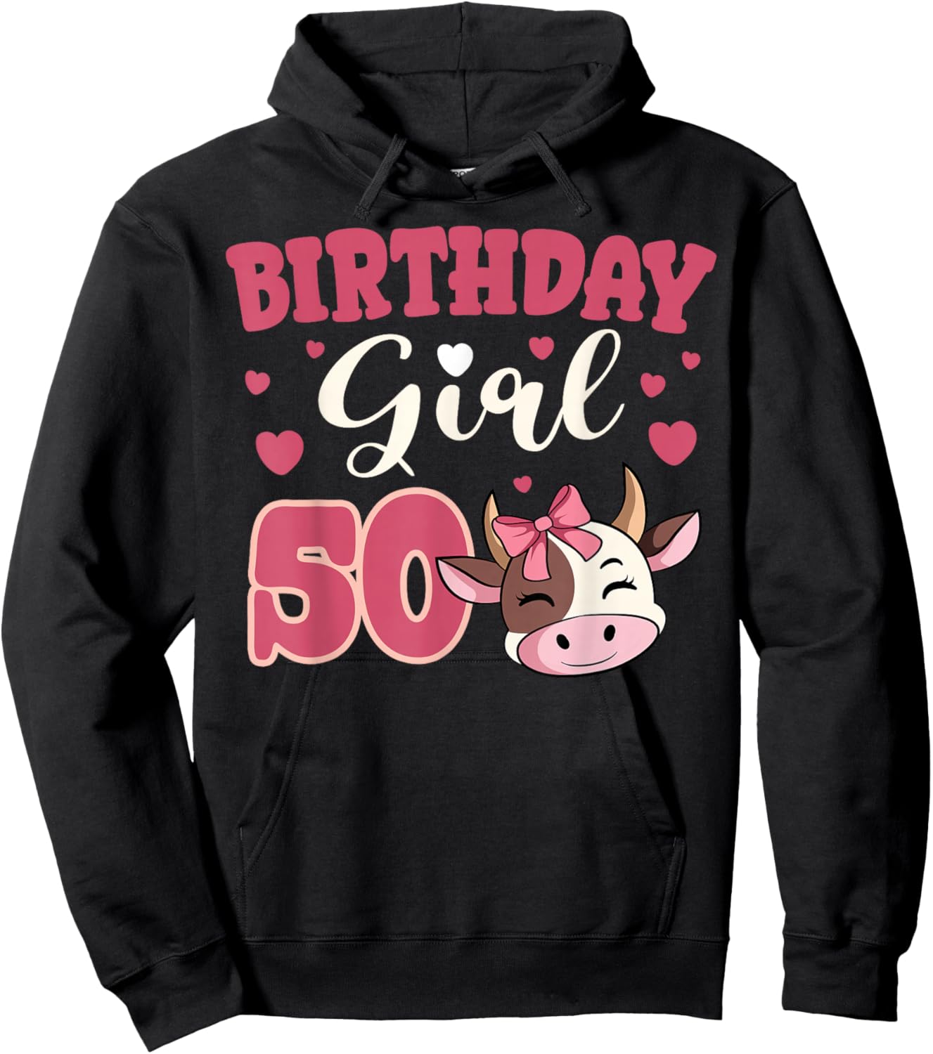 Cow 50th Birthday Girl Party Moo Barn Animal Farmyard Vet Hoodie - Hoodie | Black