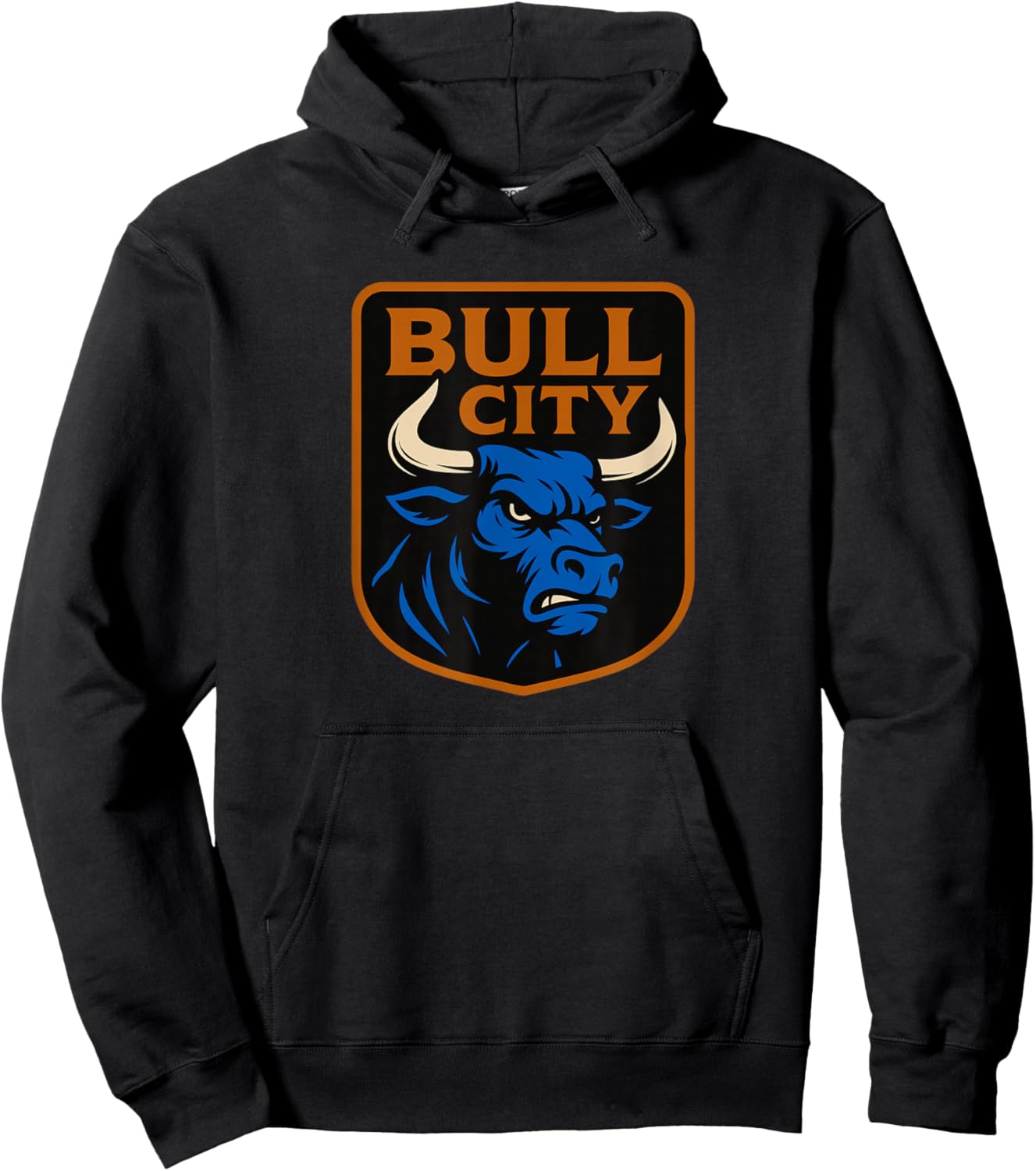 Bull City Durham NC 919 North Carolina Bull Head Hoodie - Hoodie | Black