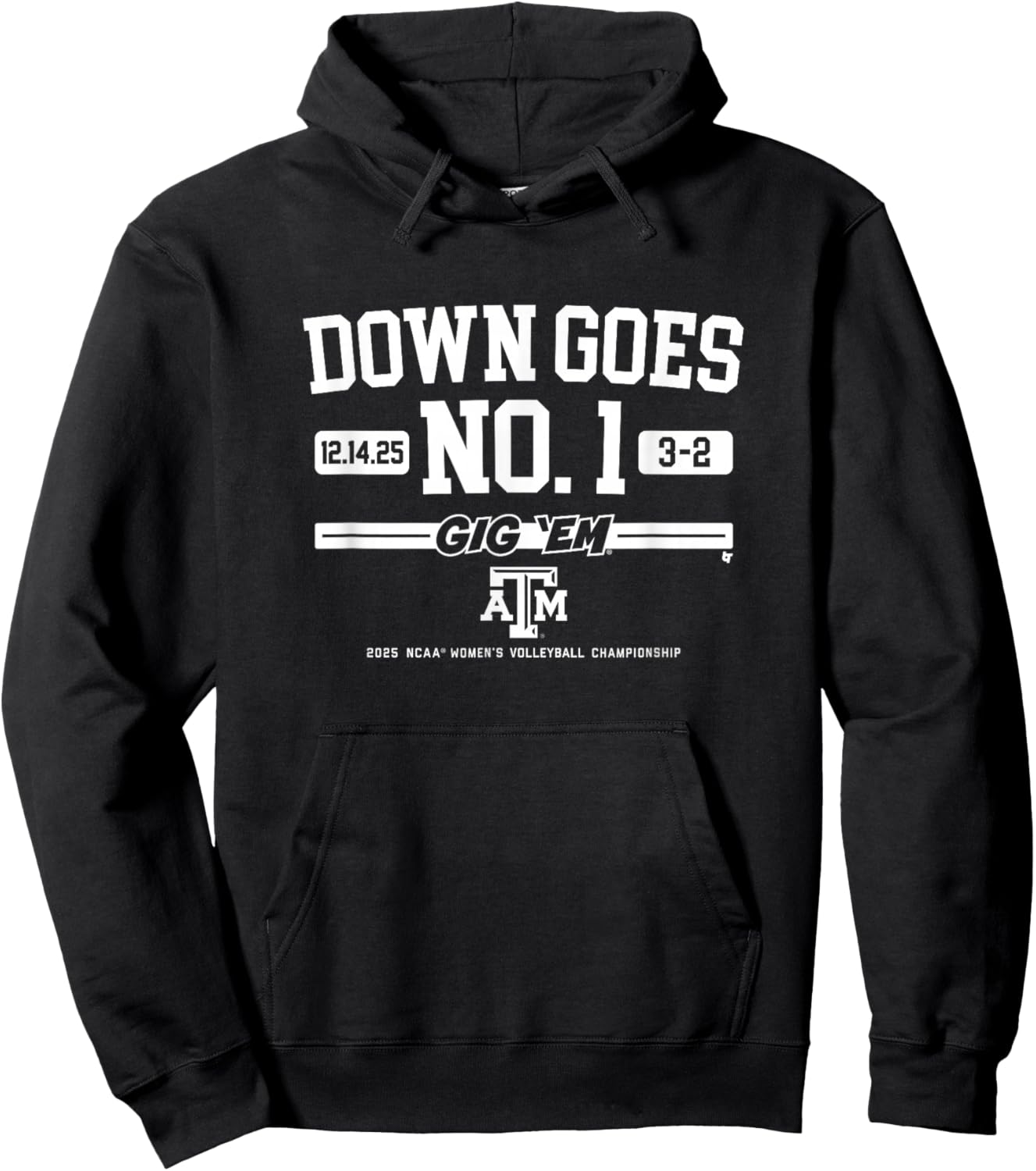 Texas A&M Aggies - Down Goes No. 1 - NCAA Volleyball Hoodie - Hoodie | Black