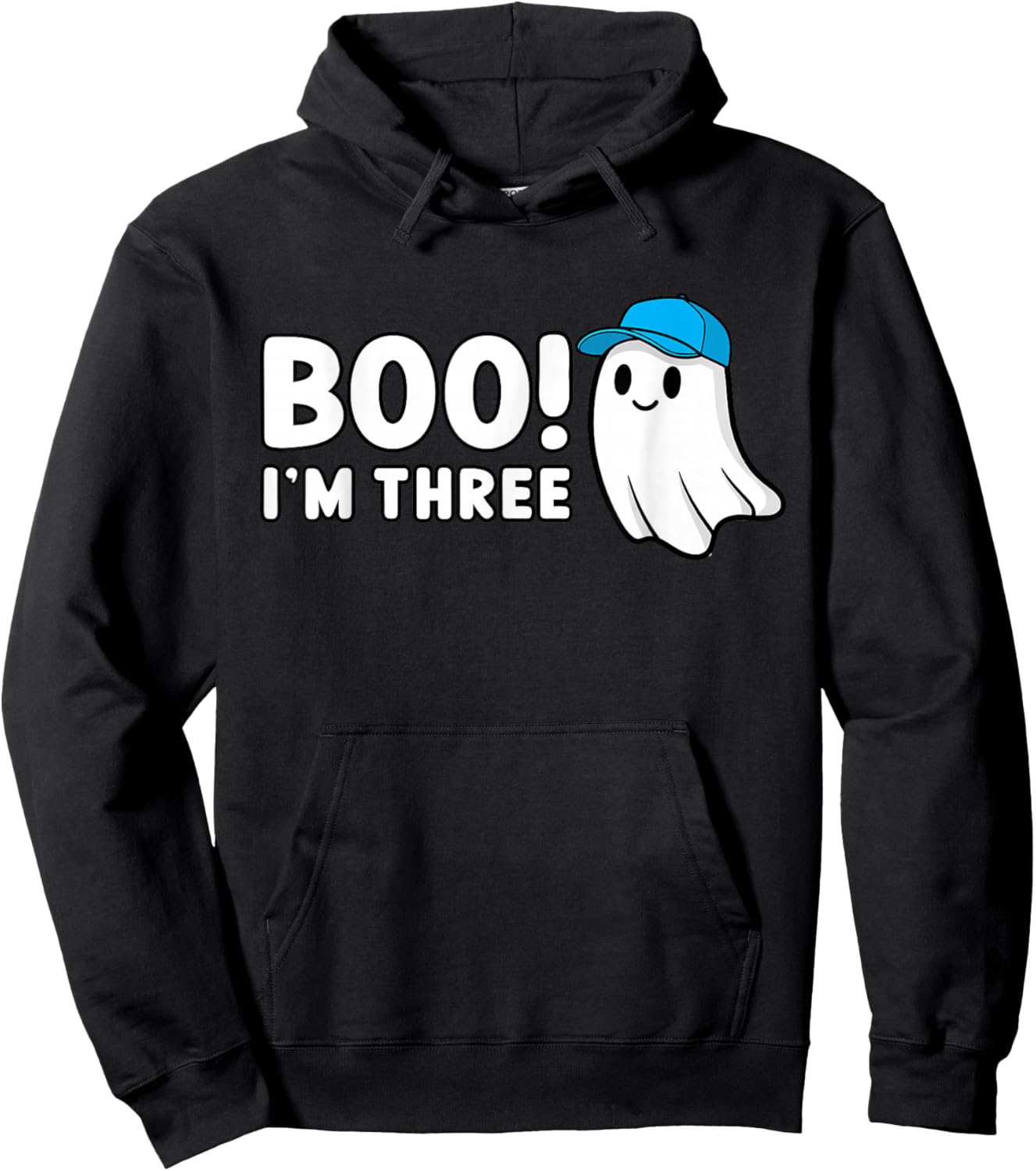 Boo Im Three 3rd Birthday 3 Year Old Boy Ghost Fun Halloween Hoodie - Hoodie | Black