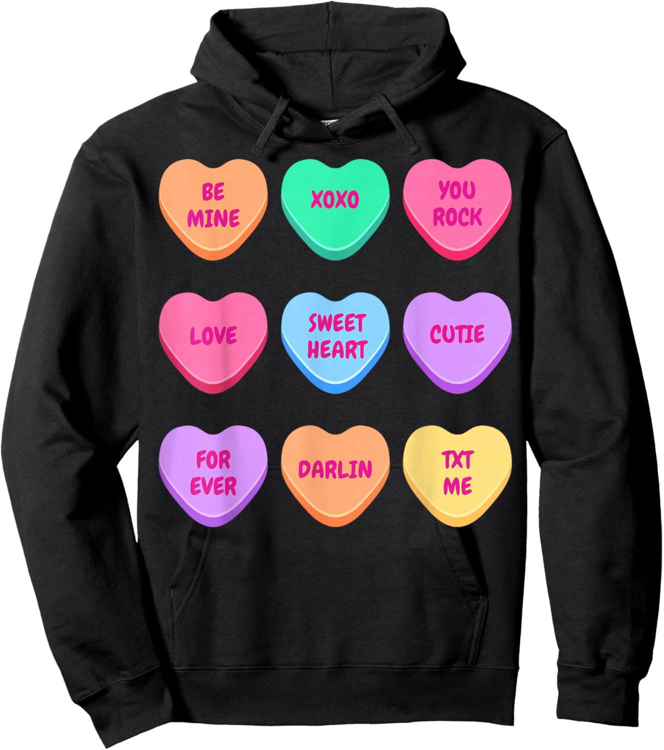 Valentines Day Hearts Candy Be Mine Valentine Women Men Kids Hoodie - Hoodie | Black